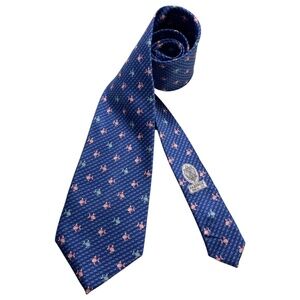 FABERGÉ Blue Geometric Fish Silk LUXURY Tie HANDMADE USA